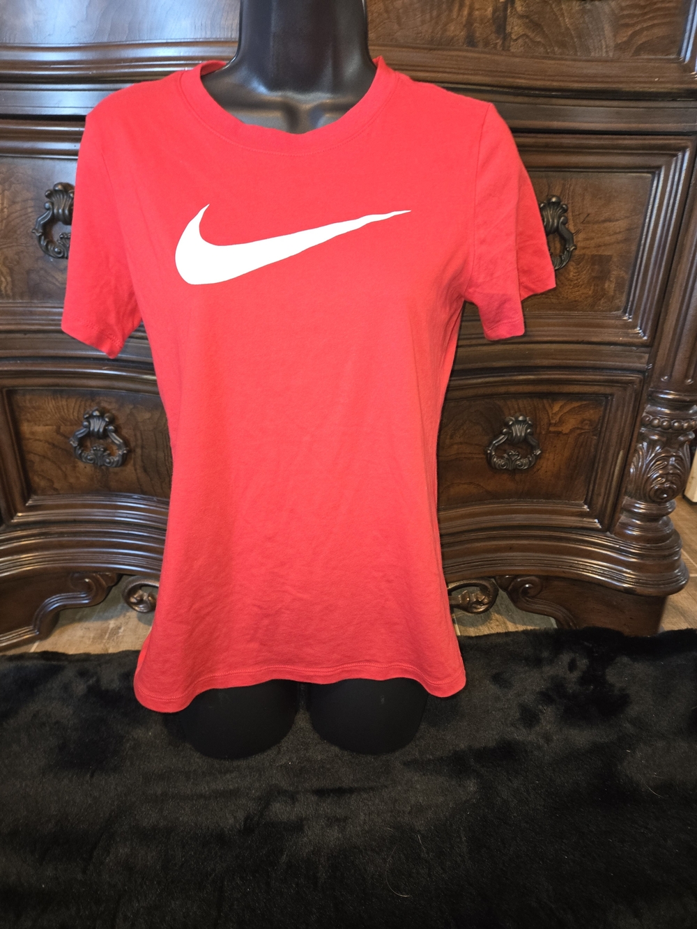 Nike Dri-FIT T-Shirt Womens XS Red White Swoosh The Nike Tee Cotton
